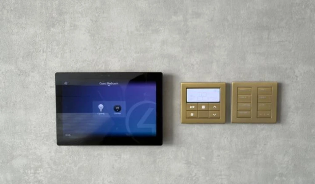 Wall-mounted smart home touchscreen and switches